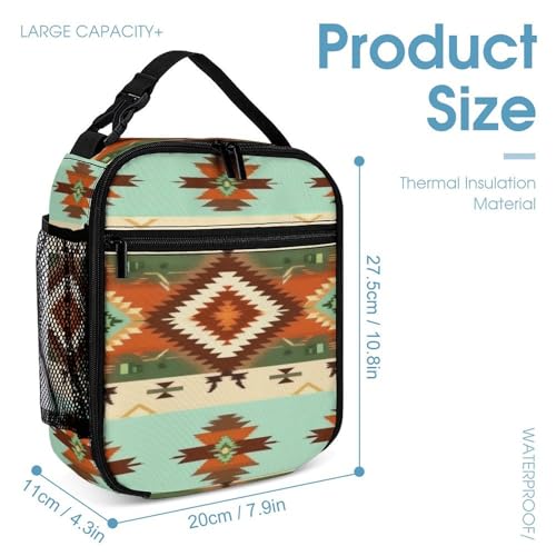 Backpack with Lunch Box & Cosmetic Bag Set Ethnic Geometric Pattern Mexican Tribal (1) Bookbag Daypack Set Backpack with Lunch Bag Storage Bags4