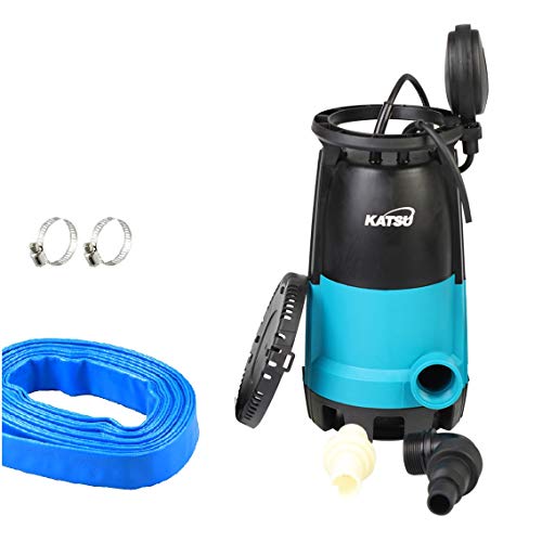 KATSU Tools Pompa Sommergibile 400W Per Acqua Pulita/Sporca Con 10m Di Tubo Da 32mm E Raccordo Rapido