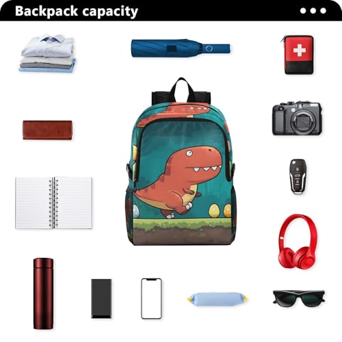 AIXIWAWA Lightweight Hiking Backpack Cartoon Dinosaur Print, Foldable Waterproof Daypack for Camping Travel2