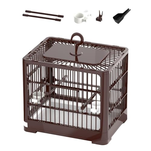 Papageienkäfig, Papageien Reisekäfig, Faltbar, Leicht zu Reinigen, Haustierzubehör für Den Heimgebrauch, Käfig, Braun