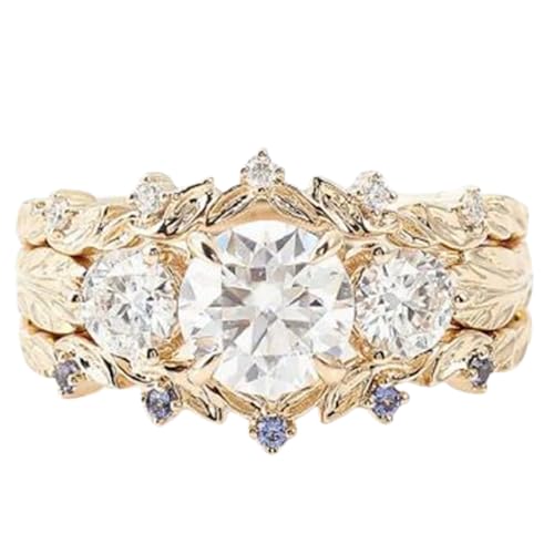 Bague de mariage moissanite et argent 925 plaqué or 14k pour femme RNG-1453