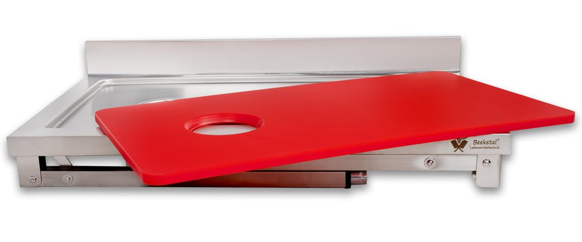 Beeketal Wild-Zerlegetisch & Metzgertisch BAZ1090-L – Edelstahl Klapptisch für Jäger & Hobby-Metzger, inkl. LDPE-Schneideplatte & Abfall-Aussparung, 1090x670x950 mm, klappbar