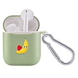 MAYCARI Cute Banana&Strawberry Case for AirPods 2&1 with Keychain,（Green） Fruits Design Protective