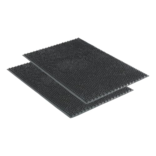 Carpido Wetterfeste Fußmatte Garten - Grau 2er Set 40x60 cm - Outdoor Schmutzfangmatte - Türmatte leicht zu reinigen - Flexible Gummifußmatte Außen rutschfest