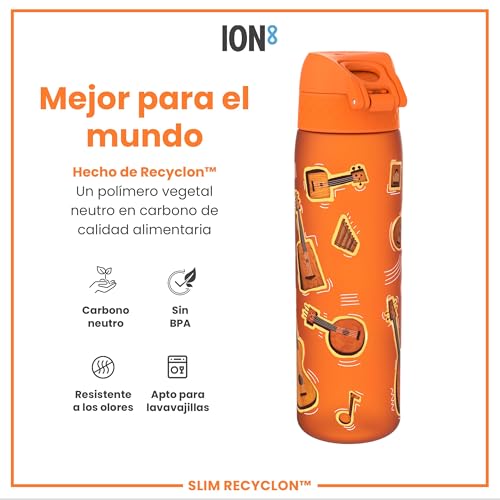 Miniatura 5 de ion8 Botella Agua, 500ml, a Prueba de Fugas, Fácil de Abrir, Cerradura Segura, Apta para Lavavajillas, Sin BPA, Asa de Transporte, Fácil de Limpiar, Neutro en Carbono, Música