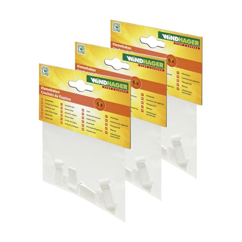 Windhager 10704 Klemmhaken, Zubehör für Seilspannmarkise/Sonnensegel, weiß, Stück:18 Stück