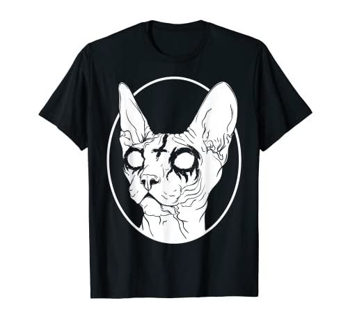 Black Metal Sphynx Gato | Pastel Goth Grunge Punk Estético Camiseta