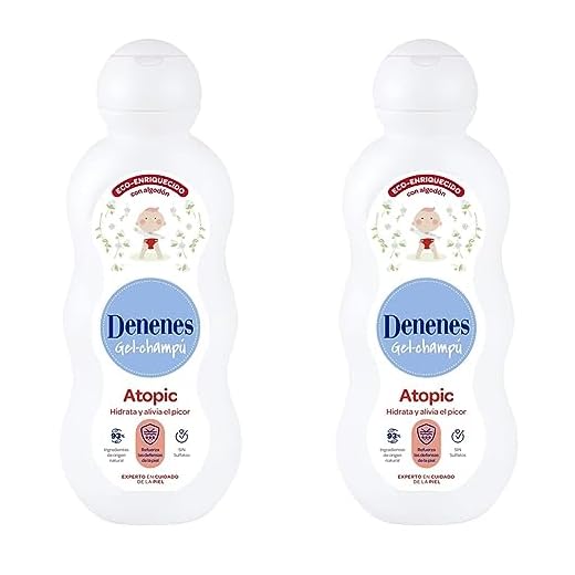 Denenes Atopic - Gel Champú con Algodón Ecológico, Hidrata y Alivia, Sin Sulfatos, Apto para Pieles Sensibles y Atópicas, con 93% de Ingredientes de Origen Natural - 600 ml (Paquete de 2)