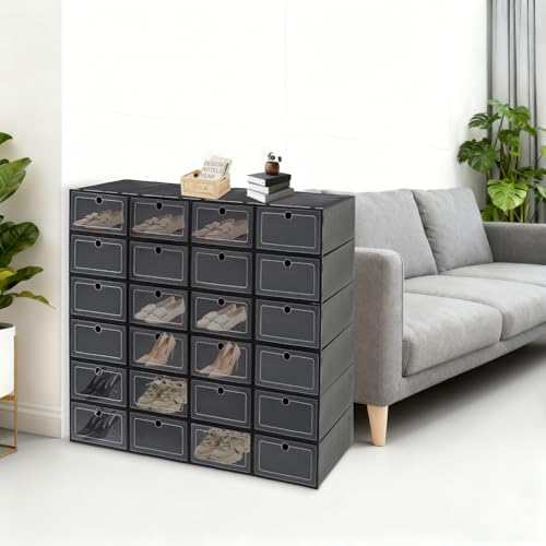 Cajas de zapatos con puerta abatible de plástico modular negro 3
