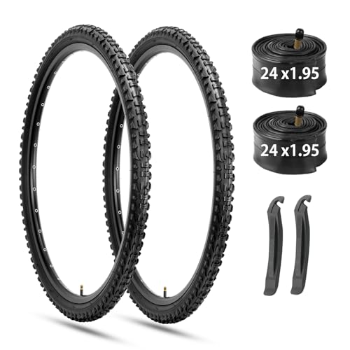 Hycline �}�E���e���o�C�N�^�C�� 2�{�Z�b�g 20/24/26x1.95-2.125�C���` ���]�� �N�����`���[�^�C�� �`���[�u AV �Ď��o���u 32mm �܂肽���ݎ� �����p Mountain Bike Tire �S�n�`�Ή� �^�C�����o�[�t�� 2