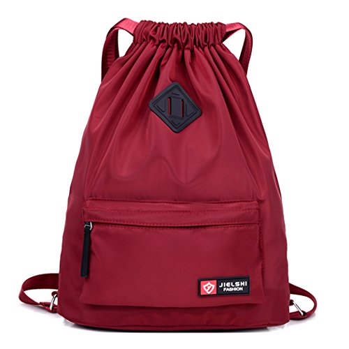 Dannyrober Waterproof Drawstring Sport Bag Backpack For Men Women Wine Red