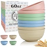Homienly Large Wheat Straw Bowls 60oz Light Color Bowl Set of 8 - The Ultimate All-in-One Set for Salad, Soup, Cereal & Oatmeal, Microwave Safe & Unbreakable