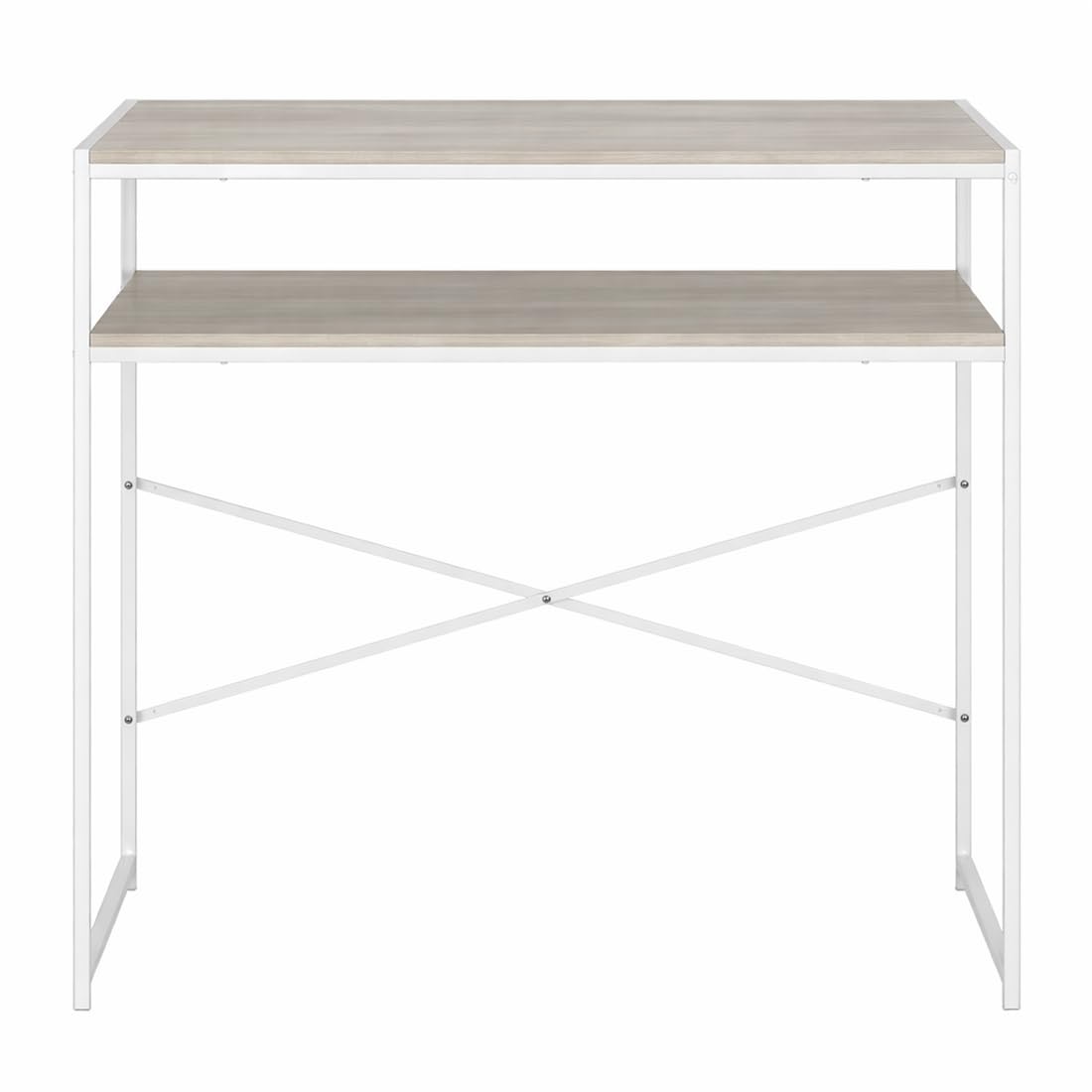 Acomoda Textil – Escritorio de Oficina con Tablero Acabado Madera y Estructura Metalica Estable. Mesa de Estudio y Trabajo para Ordenador, Dormitorio u Oficina en el Hogar.(40x75x77 cm, Blanco)