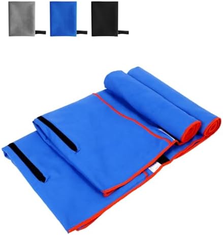 Microfibre Towel Set of 2 (120 x 50 cm), Lightweight, Absorbent and Quick Drying Gym Towels with Zip for Travel, Sport, Beach, Pool, Camping, Yoga and Sauna (Blue)