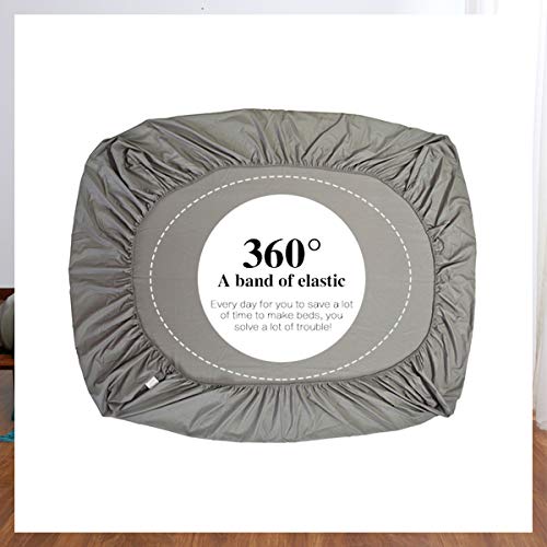 Nhnhn Fitted Sheet-Deep Pockets-Soft Microfiber-Easy Care-Shrinkage And Fade Resistant-Fitted Sheets Queen Size-Only 1 Fitted Sheet (Queen, Grey) #TOP3