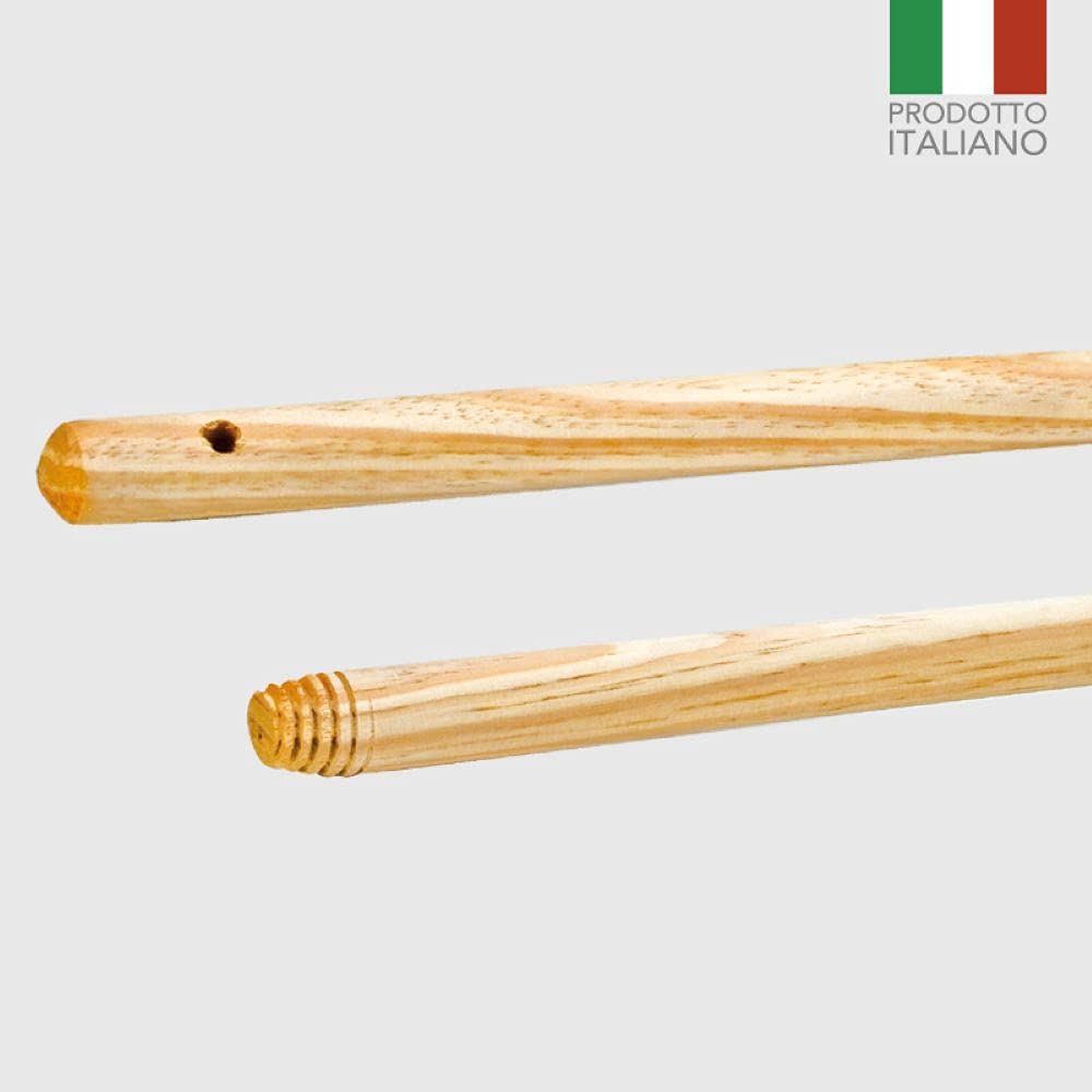 La Briantina Manico in Legno di Pino per Scope, Lunghezza 150 cm diametro 24 mm, Filetto Vite Universale Italia