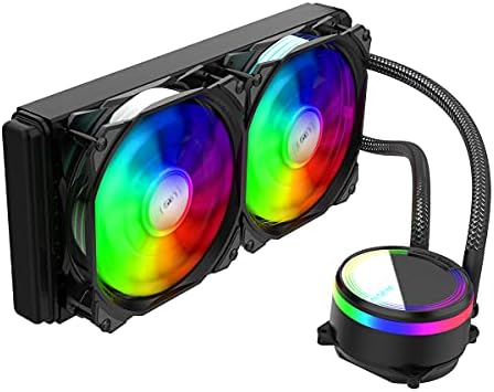 ALSEYE M240 Liquid CPU Cooler, ARGB AIO CPU Liquid Cooler with 240mm Radiator and Dual 120mm Max Series ARGB & PWM Fans (Black)