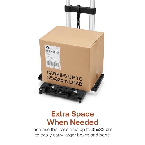 Image of BonKaso 35kg Folding Hand Truck with Telescopic Fiber Rod | 2-Wheel Collapsible Trolley with Expandable Chassis | Lightweight Foldable Luggage Cart for Travel Office Home Use (Silver)