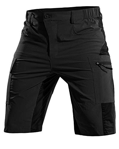 Cycorld MTB Hose Herren Kurz, Atmungsaktiv Bermuda Cargo Shorts Herren MTB Chino Shorts Schnelltrocknende Fahrradhose Wanderhose Herren Kurz Radlerhose Mountainbike (Schwarz, L) Cover