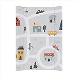 Rotho Babydesign Wickelauflage Keil (50 x 70 cm) - wickelauflage - wickeltischauflage - abwaschbar - wickelmatte - wasserdicht - Motiv Roadmap