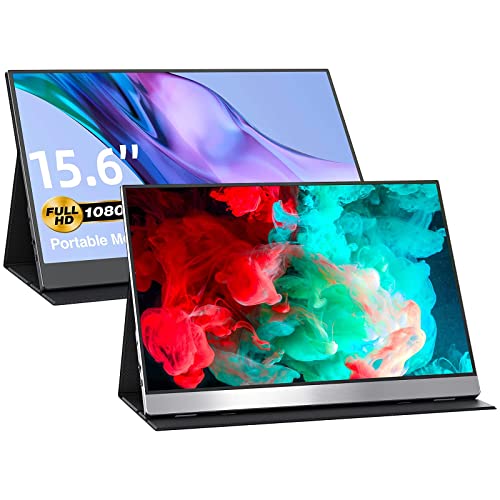Visionowl Portable Monitor Bundle (Silver & Black) 15.6 Inch Travel Screen Computer Display For Laptop Pc Mac Surface Ps4/5 Xbox Switch, With Smart Cover, Vesa Mountable #TOP3