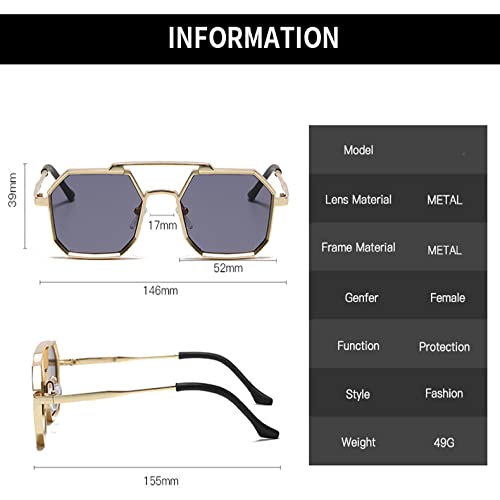 HMRGLMIE-Steampunk Sunglasses Women Design Shade Eyewear Vintage Metal Men Sun Glasses Summer UV4003