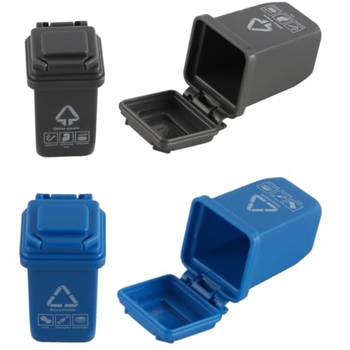 Namvo 5 Stück Mini-Mülleimer, Tisch-Mülleimer, Klassifizierung, Mülleimer mit Rädern, Mülleimer-Klassifizierungsboxen, Mini-Mülleimer, Szenenmodell-Zubehör