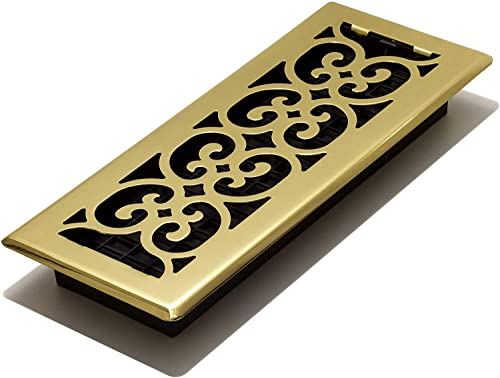 Decor Grates SPH412 Floor Register, 4x12, Polished Brass Finish