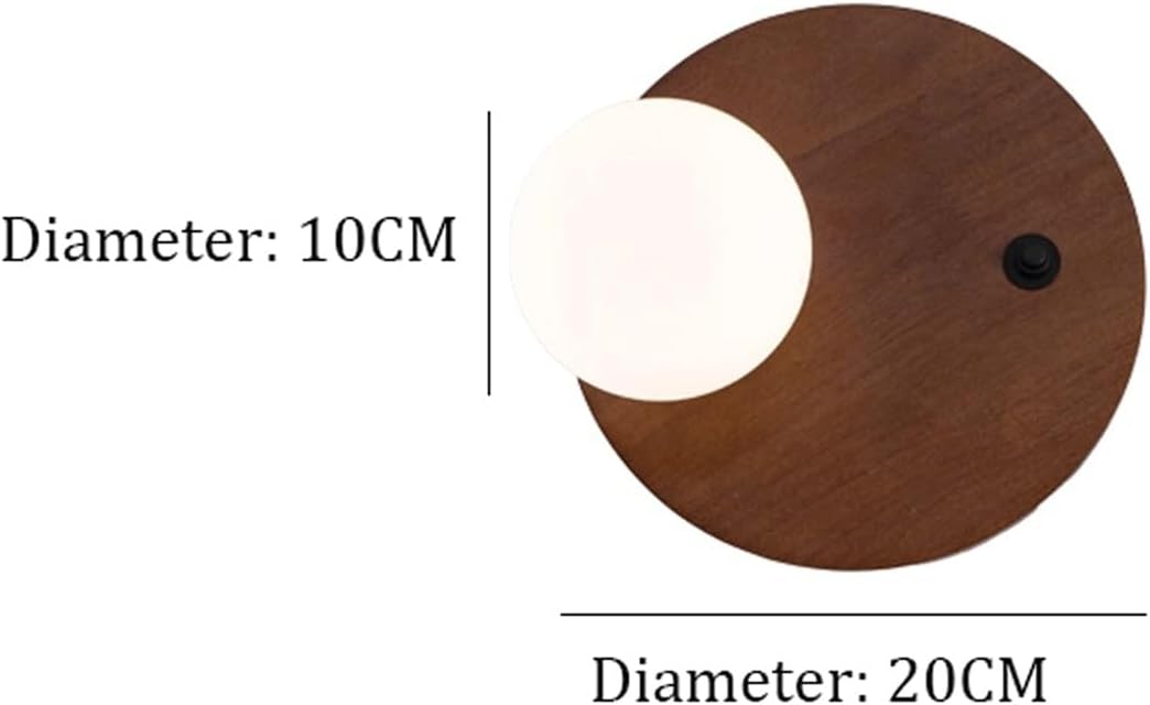 Modern Nordic Wall Sconce Wood Base & Glass Globe LED Wall Lamp Warm Light for Bedroom Bedside Living Room Hallway Entryway Dining Room Hotel Minimalist Rustic Ambient Decor Lighting Fixture