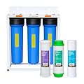 Rotek Water Systems Whole House Water Filtration System, 3-Stage Water Filter System, SED, GAC, ACB, Clean Water, Sediment, Carbon Block, & Granular Carbon Filter, 20 Inch