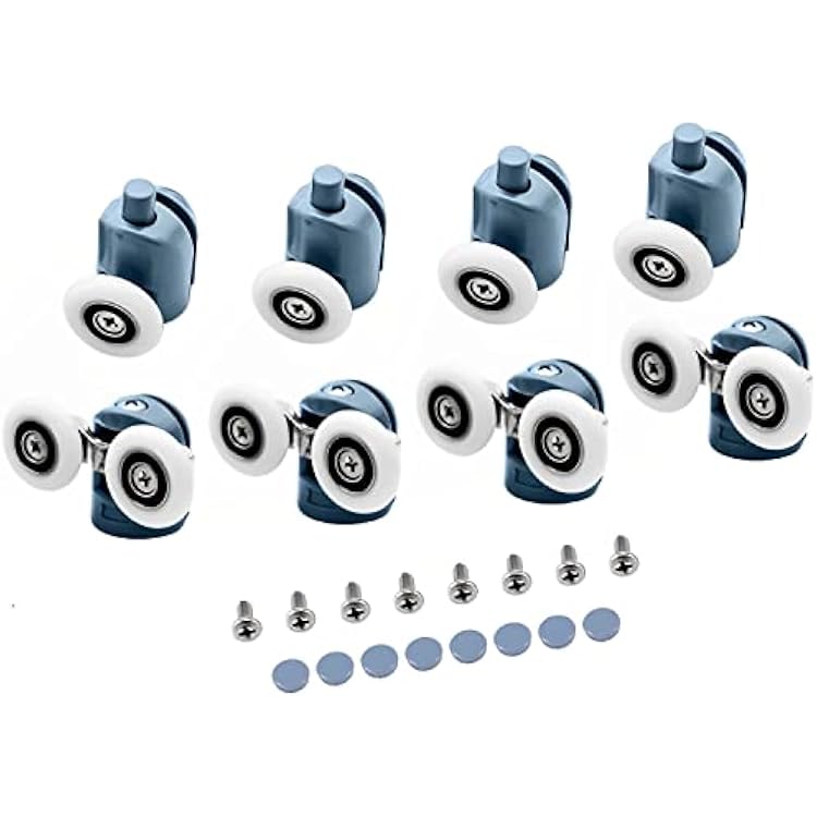 8 Pcs Top/Bottom Shower Door Rollers/Runners/Pulleys/Wheels Bathroom Replacement Parts 23mm Diameter (23mm)