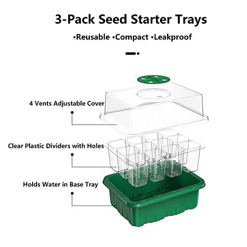 3-Pack-Seed-Starter-Tray-with-Humidity-Dome-and-Base-36-Cells-Total-Plant-Germination-Kit-for-Seeds-Growing-Starting-Mini-Seedling-Propagator-Small-Greenhouse-Reusable-Garden-Supplies