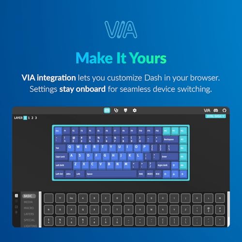 JCPAL Adobe Photoshop Keyboard • Dash Wireless Shortcut Keyboard for Mac and PC • Shortcut Hotkeys, Color-Coded Key Guide, Fully Customizable, Compact Low-Profile Design