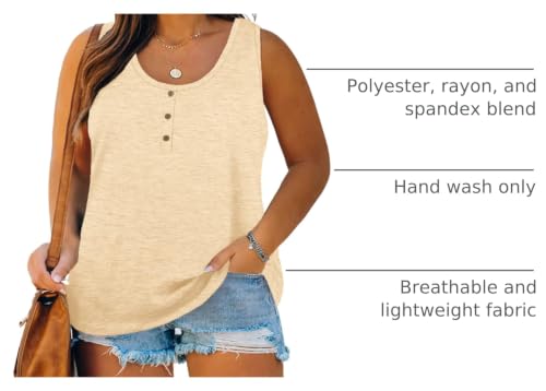 Image of Womens Plus Size Tank Tops Summer Button Down Henley Shirts Sleeveless Tops