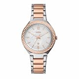 Fossil レディース ASHTYN 三針デイト ステンレススチールウォッチ、BQ3844