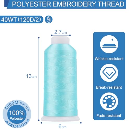 Image of High Tenacity Polyester Embroidery Machine Thread 40WT(120D /2) 4000M Per Spool for Commercial and Domestic Embroidery Machine (Summer Sky-1932)