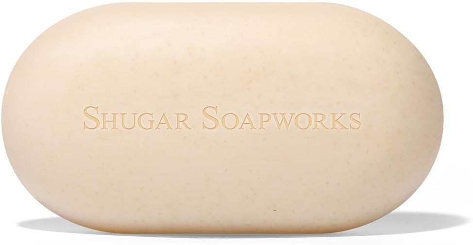 Shugar Soapworks Oatmeal & Lemon Verbena 5 oz Beauty Bar Soap | Plant-Based Vegan Formula | Sulfate & Paraben Free | Gentle Exfoliating Cleanser with Finely Ground Oatmeal Flakes