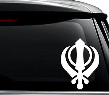 Silkh Khanda Decal Sticker For Use On Laptop, Helmet, Car, Truck, Motorcycle, Windows, Bumper, Wall, and Decor Size- [6 inch] / [15 cm] Tall / Color- Gloss Black