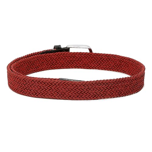 Image of LOUIS STITCH Men's Braided Elastic Stretch Belt with Leather Tipped End Stretchable Canvas Waist Band for Men Women Boys Girls Unisex (Width 3 cm) (BE-EL)