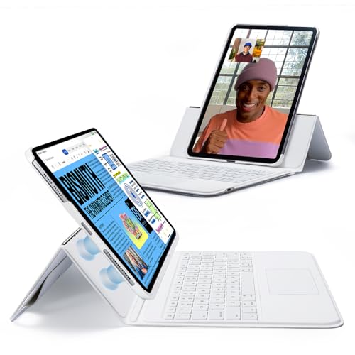 Image of ESR Ascend Keyboard Case, iPad Case with Keyboard Compatible with iPad Pro 12.9 (2022/2021/2020/2018), Magnetic Detachable Case, Fully Adjustable Portrait/Landscape Stand, White