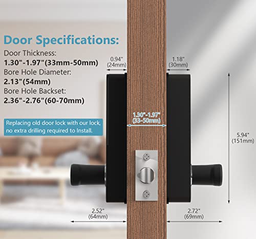 Hotata Smart Lock, Keyless Entry Door Locks For Front Door, Electronic Keypad Fingerprint Door Lock With 6-In-1 Unlock - Fingerprint, Bluetooth, Code, Ic Card, Key, Remote Unlock (Black) #TOP4