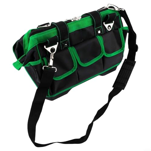 Organizador de bolsas de herramientas para almacenamiento resistente, bolsa de herramientas de lona eléctrica robusta con diseño de múltiples compartimentos gruesos, Ba reforzada (16 pulgadas)