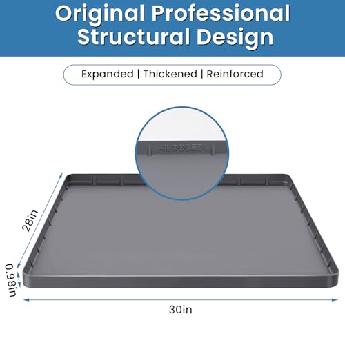 Large Thickened Washing Machine Mat 30\" x 28\" Silicone Under Washer and Dryer Drain Pan Drip Tray Floor Protector Non-Slip Flexible Soft Mat Waterproof Raised Edge 0.98\'\' Dark Gray - Thumbnail 4