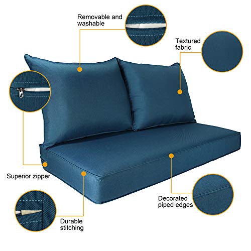 Bossima Patio Furniture Cushions Comfort Deep Seat Glider Loveseat Cushion Indoor Outdoor Seating Cushions Light Blue #TOP2