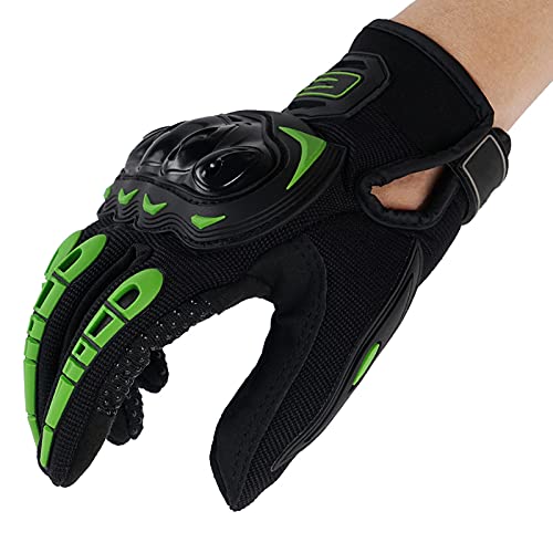 Hb1 Mtb Atv Riding Motorcycle Gloves Summer Mesh Breathable Moto Gloves Men Women Motocross Gloves Anti-Slip Touch Recognition Full Finger,Green,Xxl(Palm10Cm) #TOP2