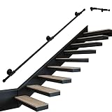 Corrimano per scale interne esterni, balconiera ringhiera per esterni balcone Kit di supporto ringhiere Assistive Grab Bar in ferro battutoo - montaggio a parete in ferro battuto in metallo nero