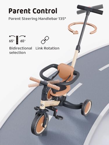 image for newyoo TR008 5 in 1 Toddler Tricycle with Push Handle for 1-3 Year Old