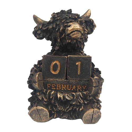 Perpetual Block Calendar for Desk Cute Highland Cow Christmas Decorations Desk Calendar Modern Farmhouse Aesthetic Desk Accessories for Home Office Decor Reusable Yearly Ideal Gift for Friends