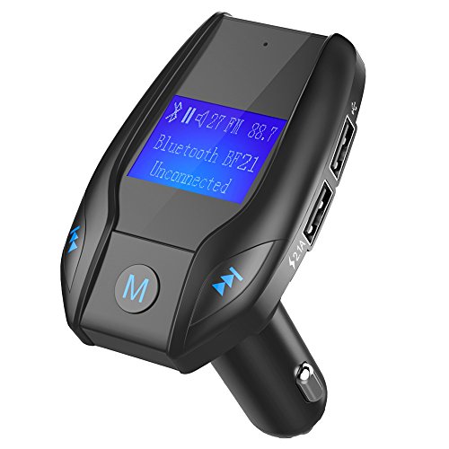 Transmisor FM Bluetooth de Ronxs para Coche Adaptador de Radio Manos Libres con Caricatore USB, Supporto USB Flash Drive TF / Micro SD Card Negro