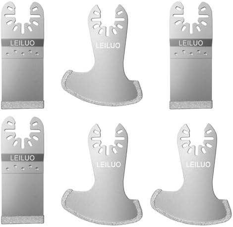 LEILUO Diamond Oscillating Multi Tool Grout Removal Blades 6 Pcs Tile Grout Remover Blades Kit Compatible with DeWalt Makita Einhell and More
